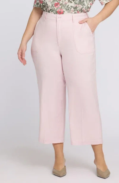 Nydj Utility Wide Leg Capri Linen Blend Pants In Pink