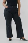 Nydj Waist Match High Rise Major Wide Leg Jeans In Black In Black