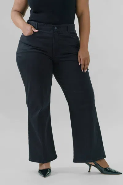 Nydj Waist Match High Rise Major Wide Leg Jeans In Black