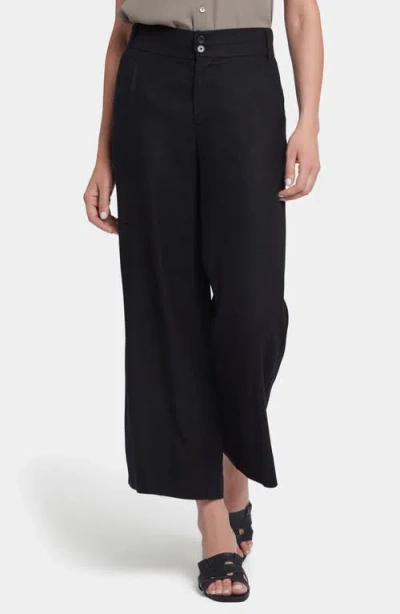 Nydj Waverly Linen Blend Wide Leg Pants In Black