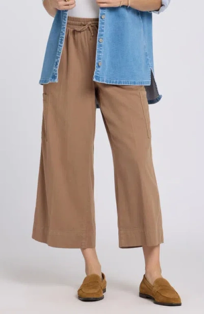 Nydj Whitney Crop Wide Leg Drawstring Cargo Pants In Brown