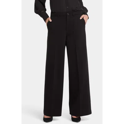Nydj Whitney High Waist Wide Leg Ponte Knit Trousers In Black