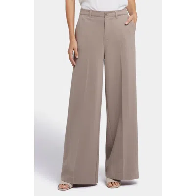 Nydj Whitney High Waist Wide Leg Ponte Knit Trousers In Brown