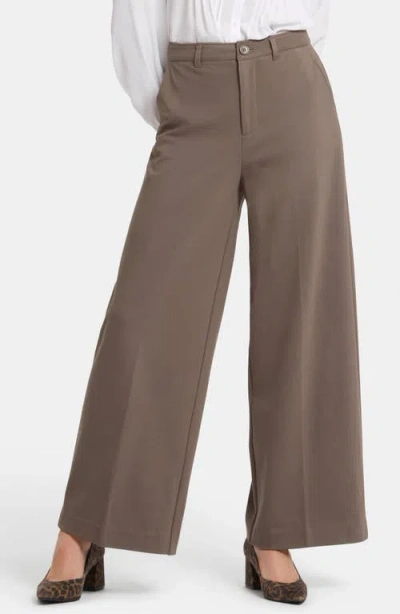 Nydj Whitney High Waist Wide Leg Ponte Knit Trousers In Dark Wood