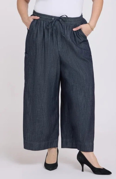 Nydj Plus Size Whitney Crop Pull-on Cargo Pants In Blue