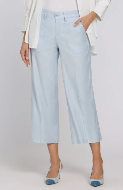 Nydj Wide Leg Crop Linen Blend Pants In Blue