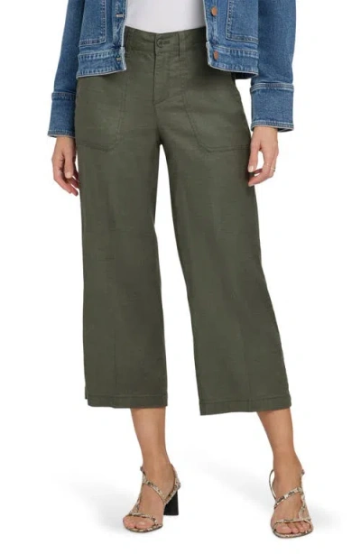 Nydj Utility Wide Leg Capri Linen Blend Pants In Green