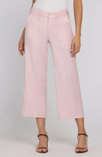 Nydj Wide Leg Crop Linen Blend Pants In Purple