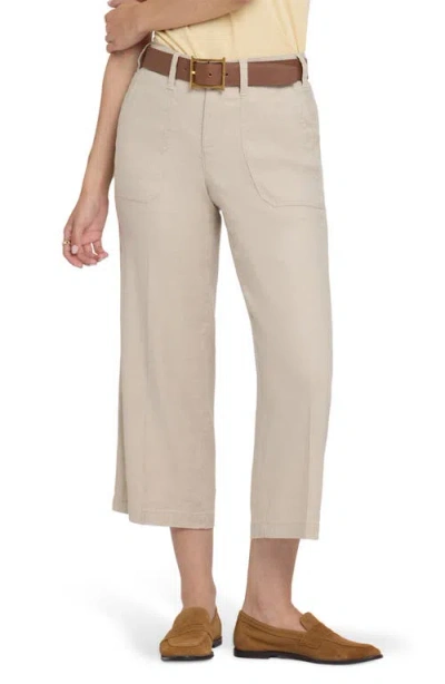 Nydj Wide Leg Crop Linen Blend Pants In Neutral