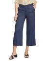 Nydj Linen Blend Crop Wide Leg Pants In Oxford Navy