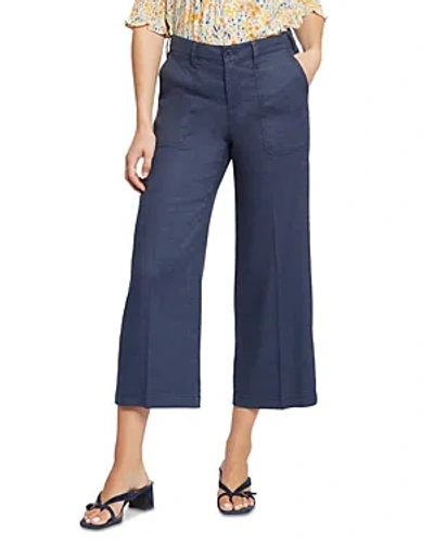 Nydj Wide Leg Cropped Pants In Oxford Navy