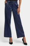 Nydj Wide Leg Faux Leather Pants In Blue