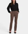Nydj Womens Pocket Manmade Straight Leg Pants In Brown