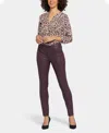 Nydj Ami Coated High Waist Skinny Jeans In Dark Cherry Coated