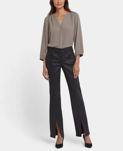 Nydj Women's Coated Marilyn Straight Front Slit Jeans In Black