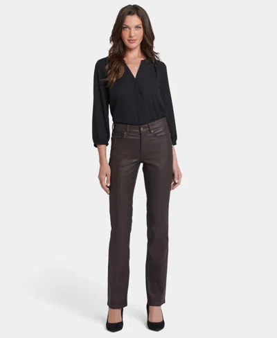 Nydj Women's Coated Marilyn Straight Jeans In Coffee Bean Coated