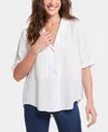 Nydj Gabrielle Floral Print Camp Shirt In White