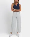 Nydj Teresa Stripe Exposed Button Ankle Wide Leg Jeans In Gray