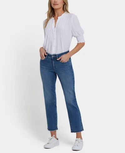 Nydj Women's Marilyn Straight Ankle Frayed Hem Jeans In Blue