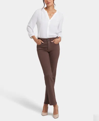 Nydj Women's Marilyn Straight Wide Waistband Jeans In Brown
