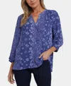 Nydj Plus Size Pintuck Split Neck Top In Purple