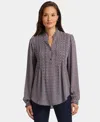Nydj Pleated Yoke Long Sleeve Peasant Blouse In Pinnacle Vista