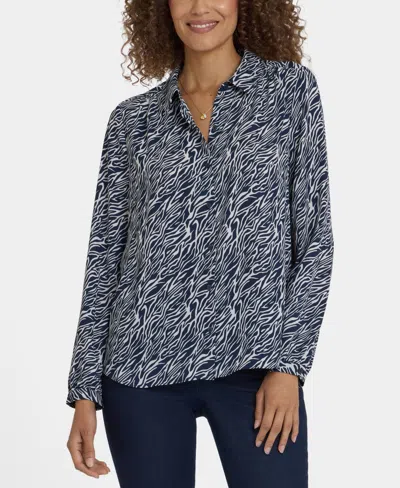 Nydj Women's Point Collar Modern Top In Multi