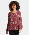 Nydj Simone Recycled Polyester Popover Top In Rosa Blooms