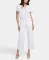 Nydj Womens Mid-rise Cropped Wide Leg Jeans In Optic White