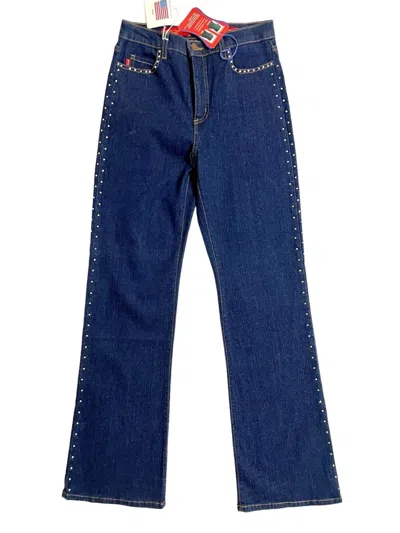 Nydj Women's Tummy Bootcut Rhinestone Embellished Tuck Jeans In Blue