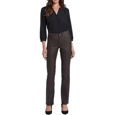 Nydj Marilyn Coated High Rise Straight Jeans In Coffee Coated