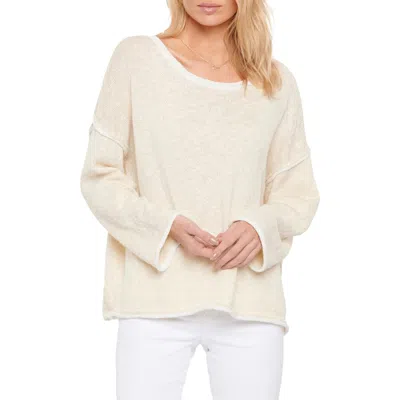 Nydj Womens Contrast Trim Knit Pullover Sweater In White
