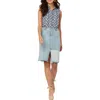 Nydj Womens Distressed Denim Midi Skirt In Multi