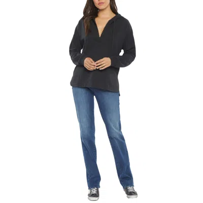 Nydj Womens Eyelet Manmade Hoodie In Black