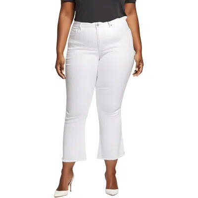 Nydj Womens Frayed Hem Denim Flared Jeans In White