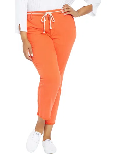 Nydj Womens High Rise Frayed Hem Ankle Pants In Pink