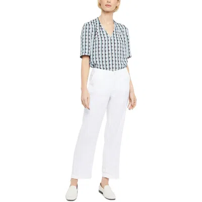 Nydj Womens Linen Blend Ankle Straight Leg Pants In White