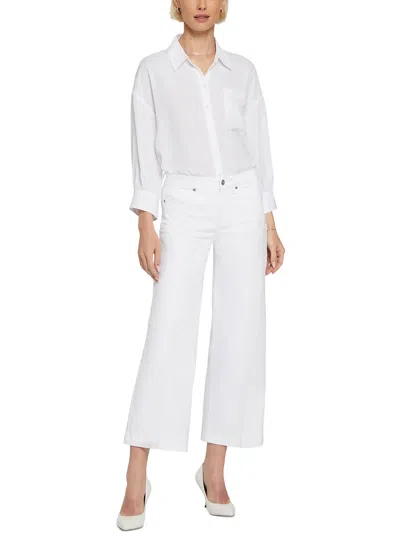 Nydj Womens Mid-rise Cropped Wide Leg Jeans In Optic White