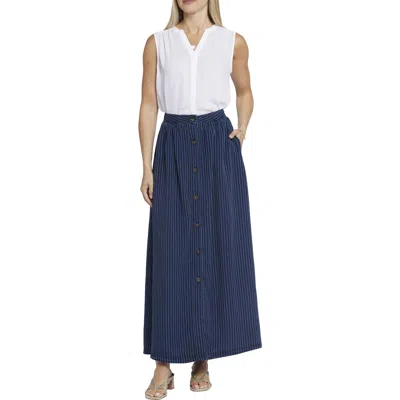 Nydj Womens Pinstripe Tencel Maxi Skirt In Dark Ocean