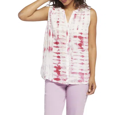 Nydj Womens Pleated Button Down Blouse In Red