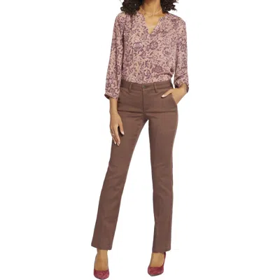 Nydj Womens Pocket Manmade Straight Leg Pants In Coffee Bean