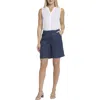 Nydj Relaxed Pleated Linen Blend Shorts In Multi