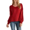 Nydj Womens Ribbed Trim Acrylic Pullover Sweater In Red