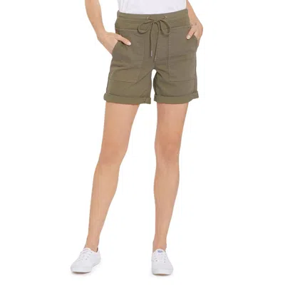 Nydj Womens Ribbed Trim Drawstring Cargo Shorts In Pink