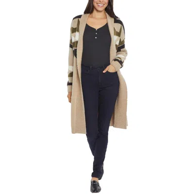 Nydj Womens Ribbed Trim Manmade Cardigan Sweater In Multi