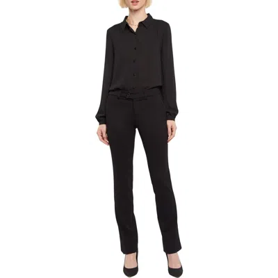 Nydj Womens Satin Trim Viscose Straight Leg Pants In Black
