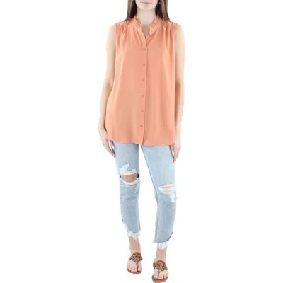 Nydj Womens Sleeveless Ruffle Neck Button-down Top In Multi