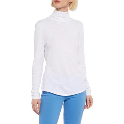 Nydj Womens Slub Turtleneck Top In White