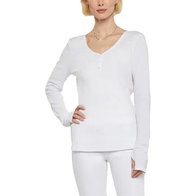 Nydj Womens Thumb Holes Cotton Henley In White