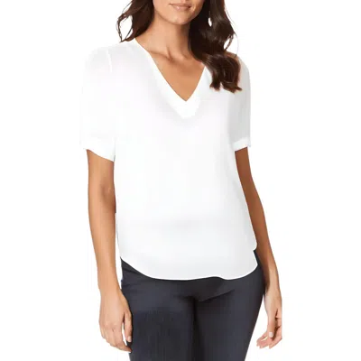 Nydj Womens V-neck Top In White